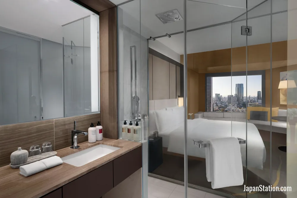 Bathroom in a guest room at ANA InterContinental Tokyo.