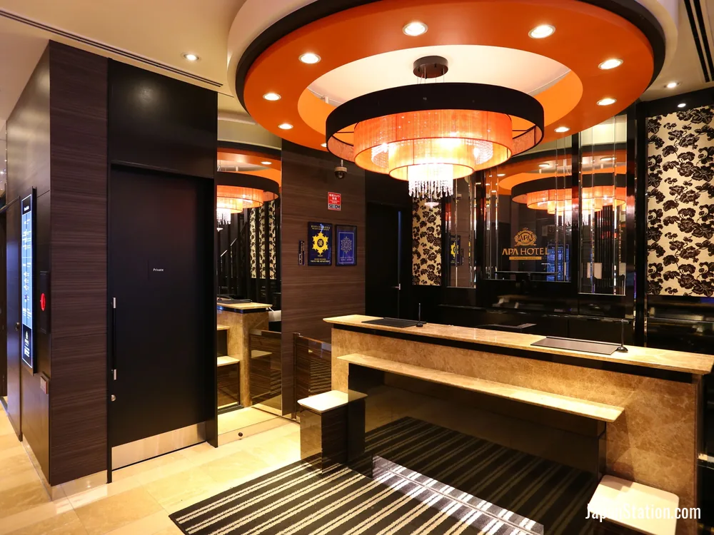 Reception area at APA Hotel Roppongi Ekimae.
