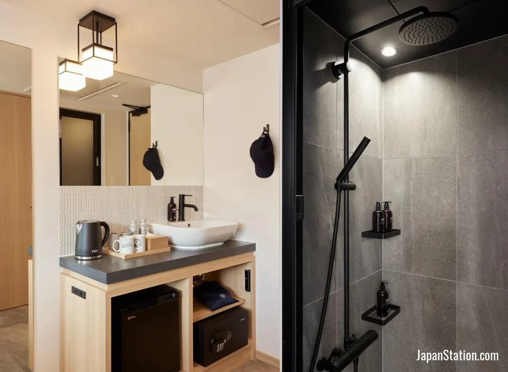 Bathroom in a guest room at ASAI Kyoto Shijo.