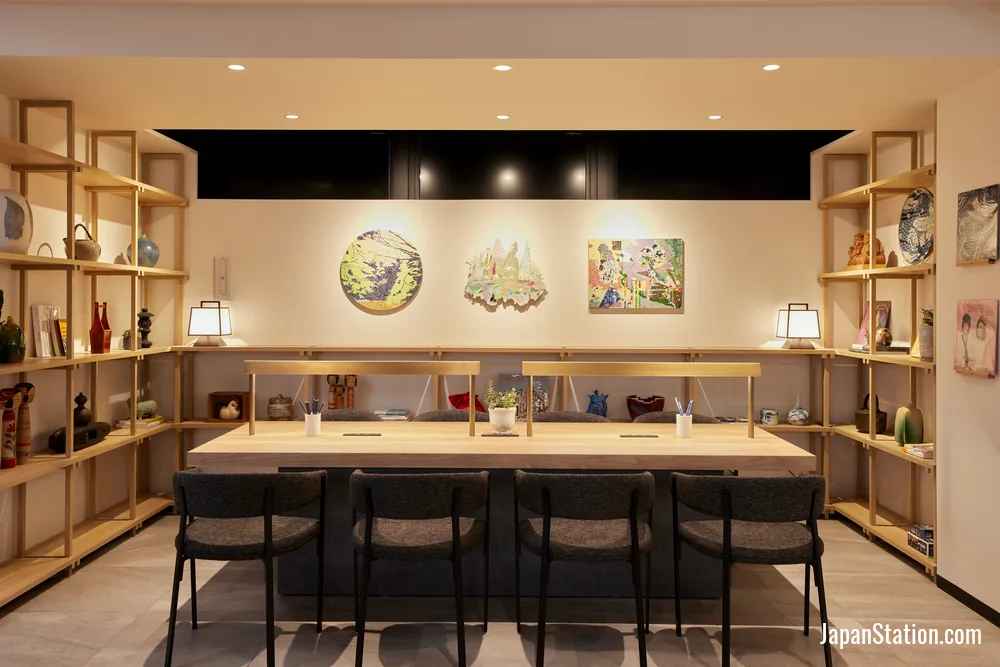 Cafe and lounge area at ASAI Kyoto Shijo.