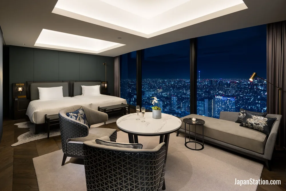Guest room at BELLUSTAR TOKYO, A Pan Pacific Hotel.