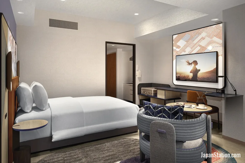 Guest room at Citadines North Shinjuku Tokyo.