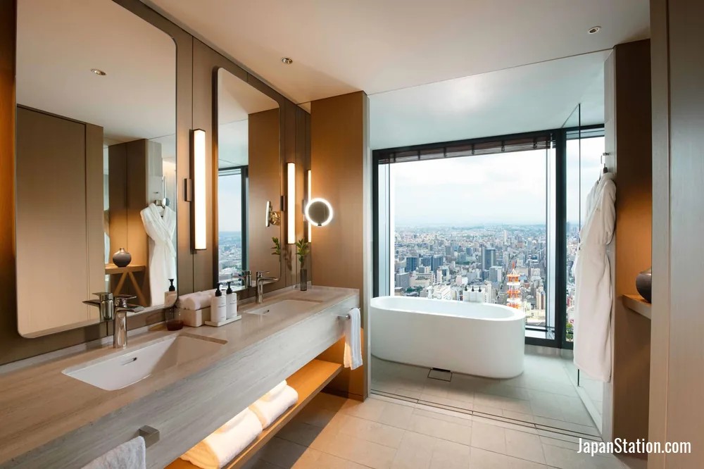 Bathroom in a guest room at Conrad Nagoya.