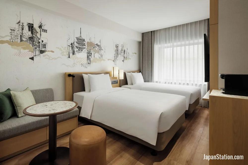 Guest room at Courtyard by Marriott Kyoto Shijo Karasuma.
