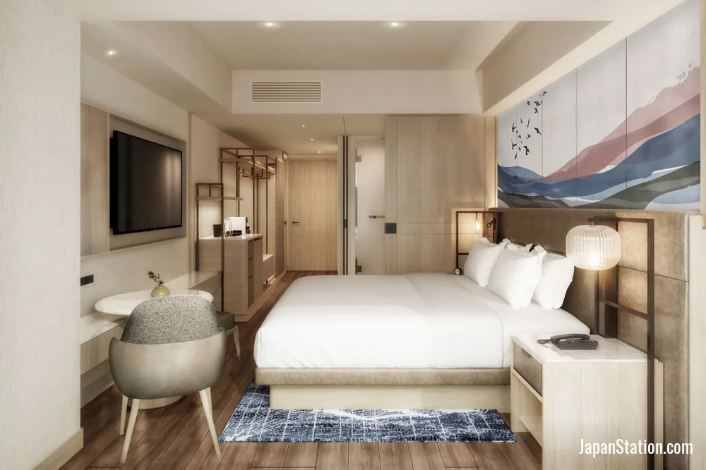 Guest room at Courtyard by Marriott Kyoto Station.