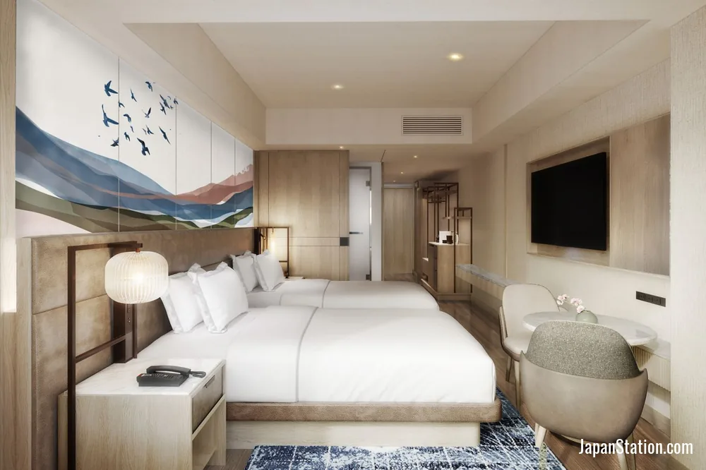 Guest room at Courtyard by Marriott Kyoto Station.