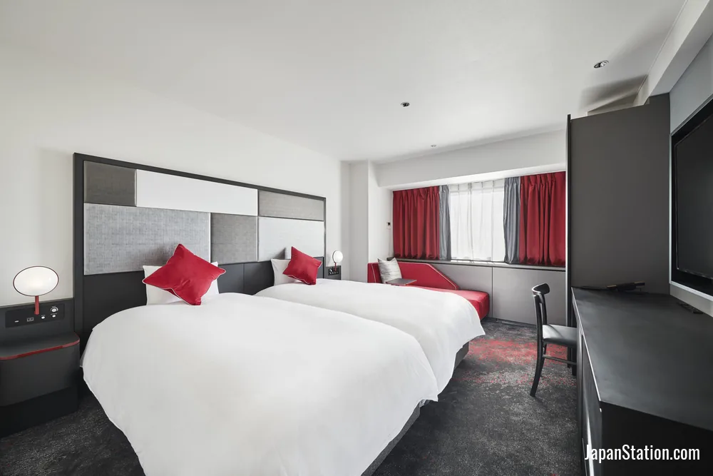 Guest room at Cross Hotel Osaka.