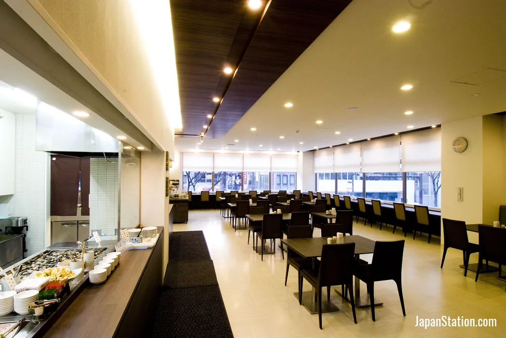 Dining area at Dormy Inn Hakata Gion.