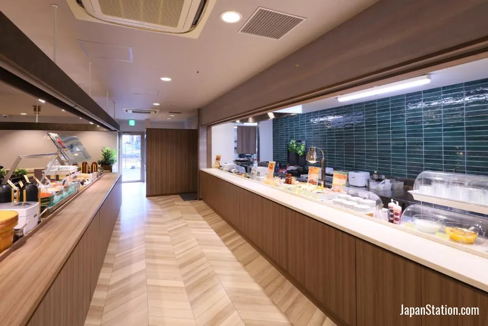 Breakfast buffet at Dormy Inn Kanazawa.
