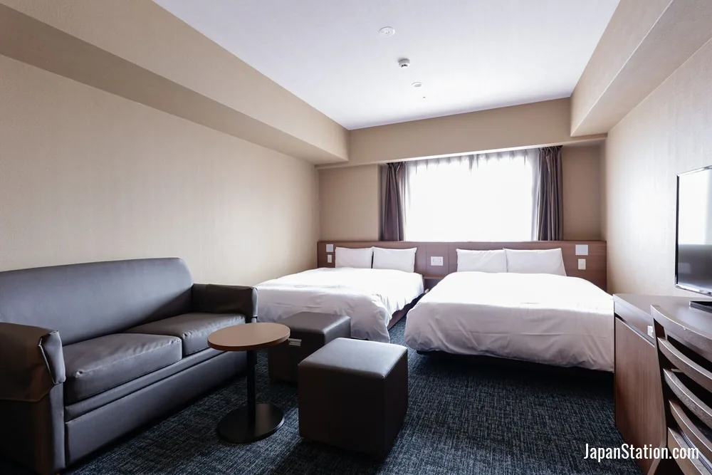 Guest room at Dormy Inn Kobe Motomachi.