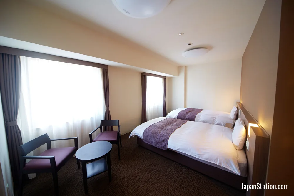 Guest room at Dormy Inn Premium Nagoya Sakae.