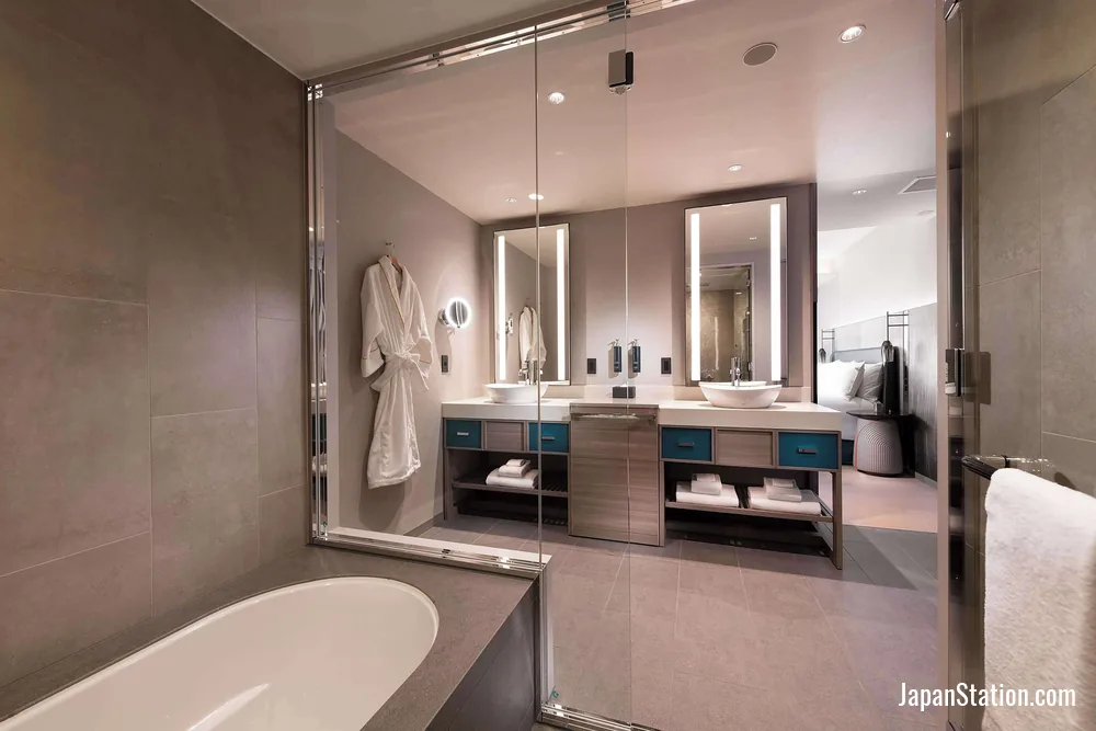 Bathroom in a guest room at DoubleTree by Hilton Osaka Castle.