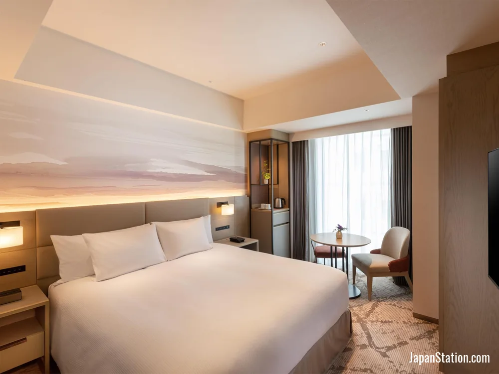 Guest room at DoubleTree by Hilton Toyama.