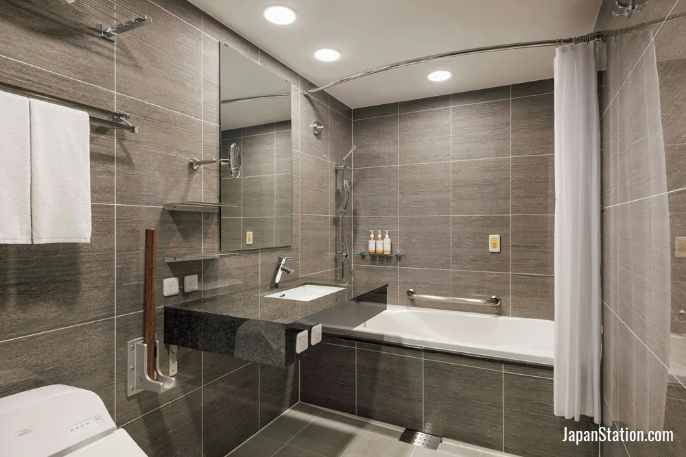 Bathroom in a guest room at Four Points Flex by Sheraton Yokohama West.