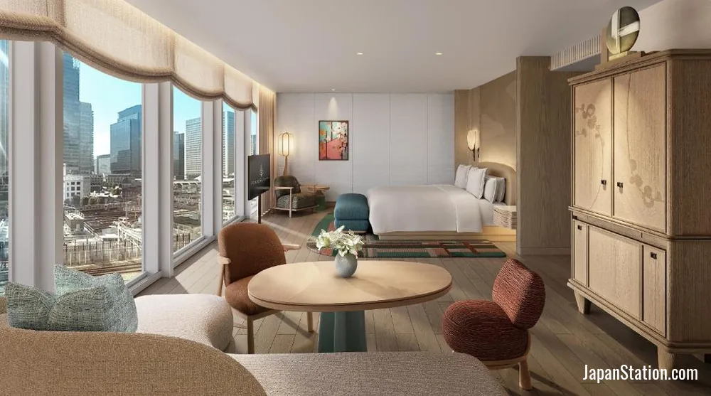 Guest room at Four Seasons Hotel Tokyo at Marunouchi.
