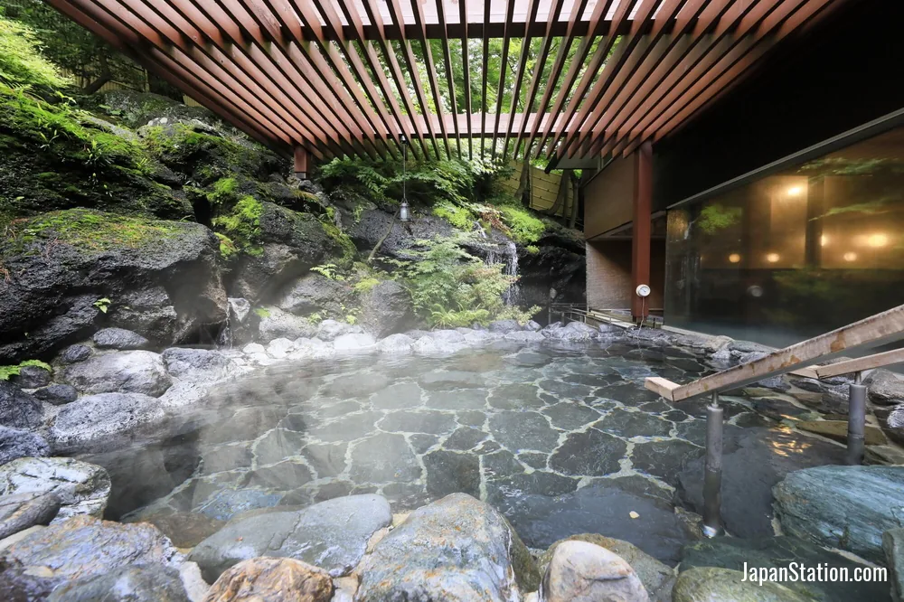 Bathroom in a guest room at Fuji Lake Hotel.