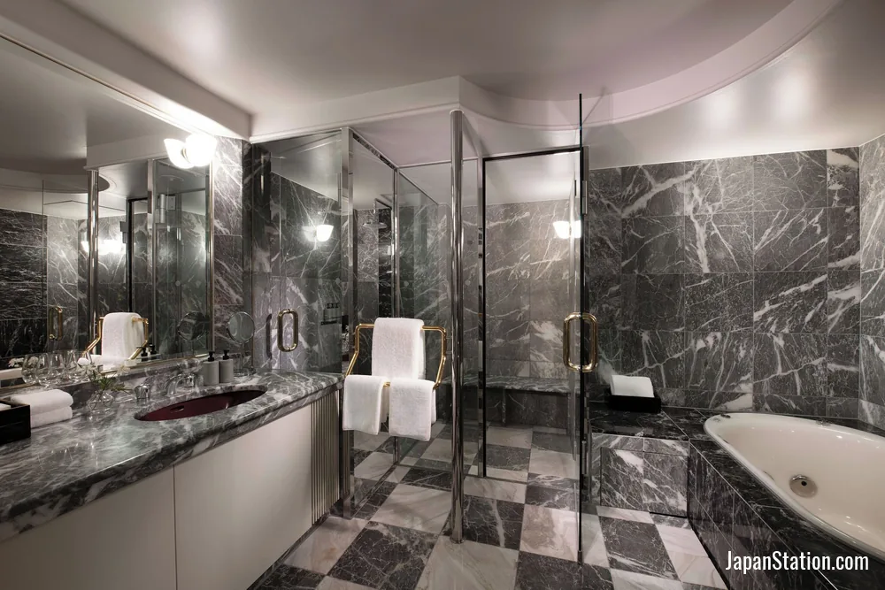 Bathroom in a guest room at Gajoen Tokyo.