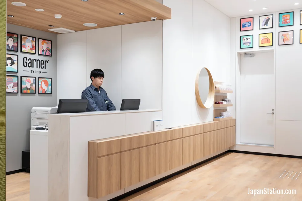 Reception area at Garner Hotel Kyoto Shijo Karasuma.