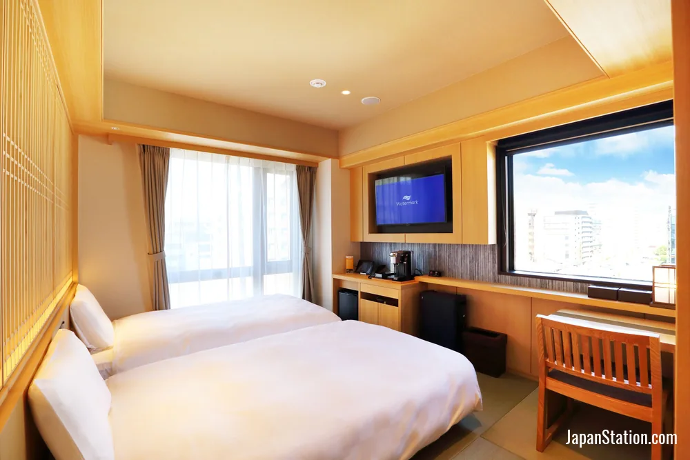 Guest room at Henn na Hotel Premier Kyoto Gojo Karasuma.