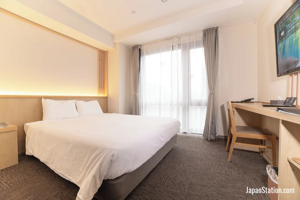 Guest room at Henn na Hotel Premier Kyoto Station Hachijo Exit.