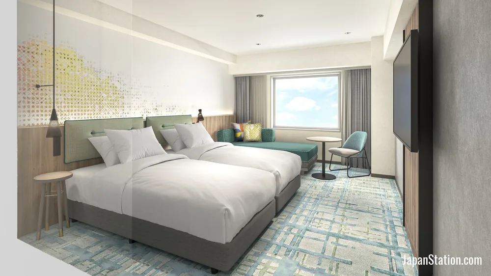 Guest room at Holiday Inn Kyoto Gojo.