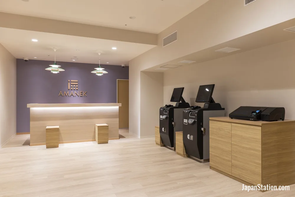 Reception area at Hotel Amanek Asahikawa.