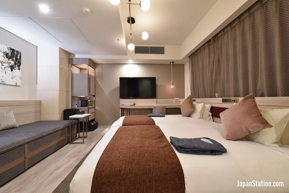 Guest room at Hotel Cordia Osaka Hommachi.