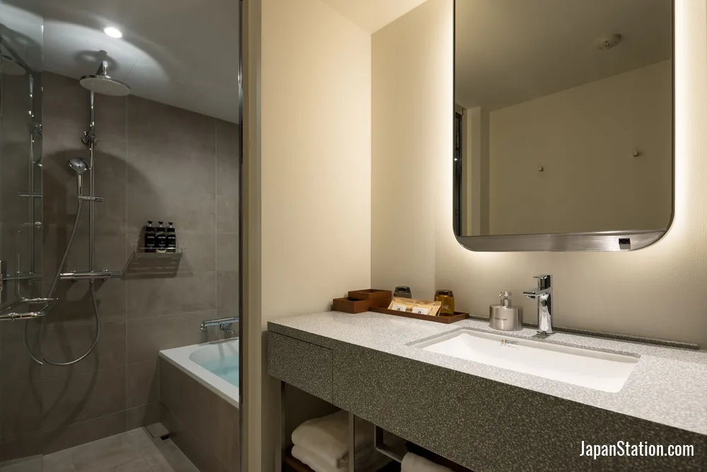 Bathroom in a guest room at HOTEL GROOVE SHINJUKU, A PARKROYAL Hotel.