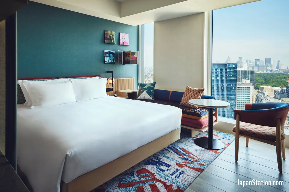 Guest room at Hotel Indigo Tokyo Shibuya.