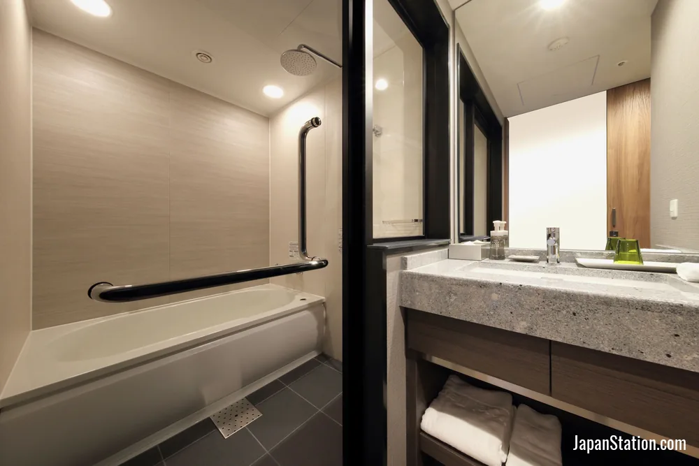 Bathroom in a guest room at Hotel Metropolitan Sendai East.