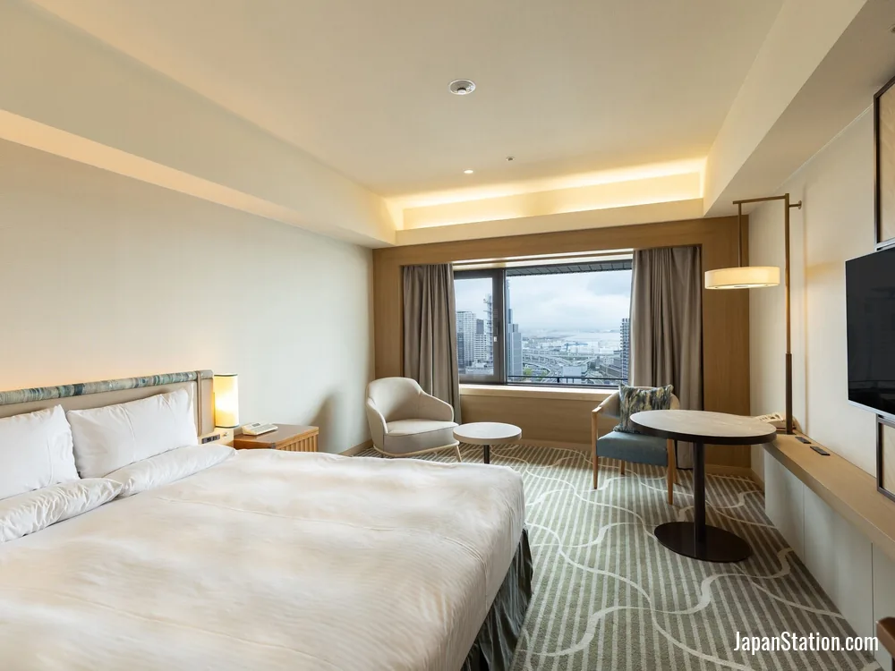 Guest room at Hotel Okura Kobe.
