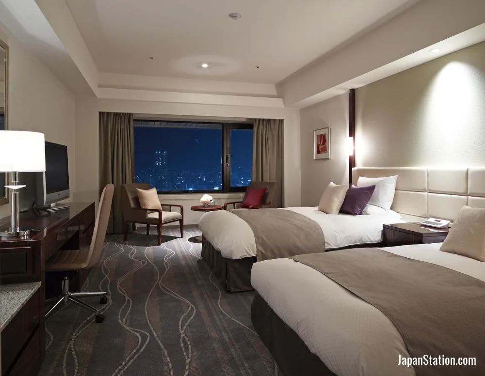 Guest room at Hotel Okura Kobe.
