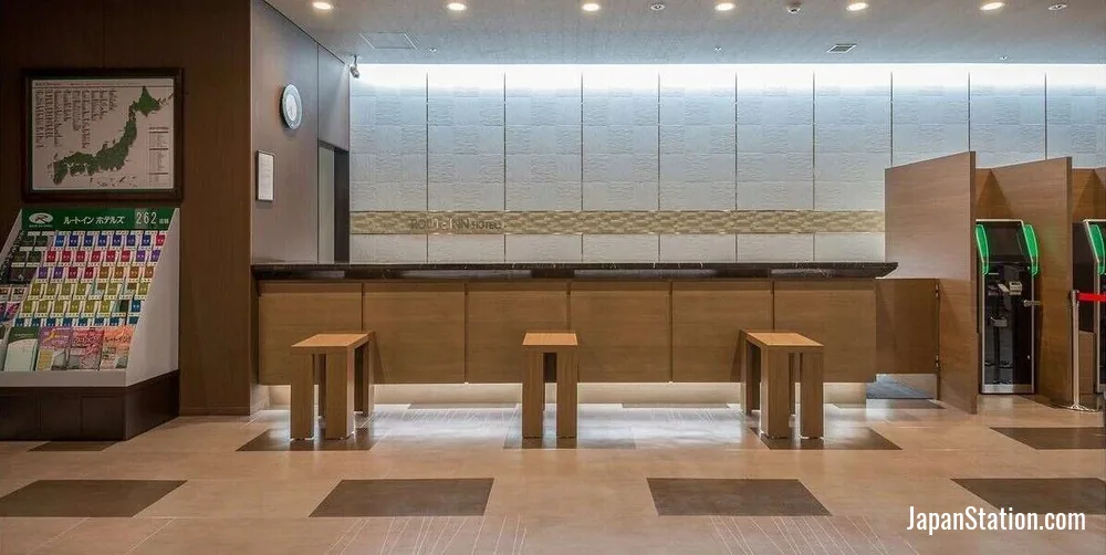 Reception area at Hotel Route-Inn Grand Asahikawa Ekimae.