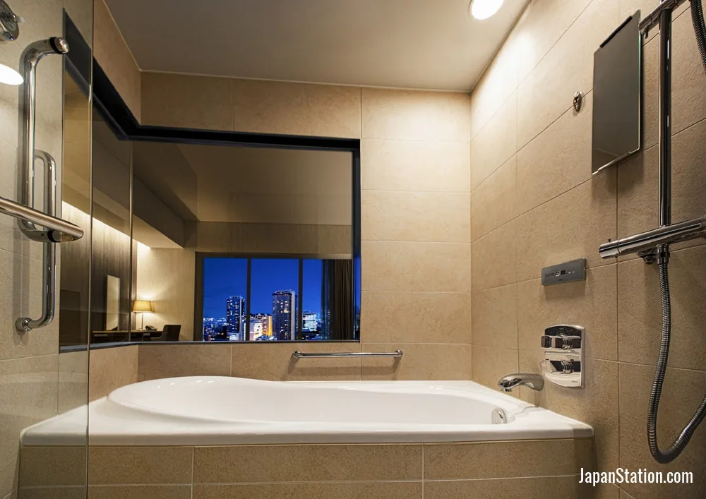 Bathroom in a guest room at Hotel Royal Classic Osaka.