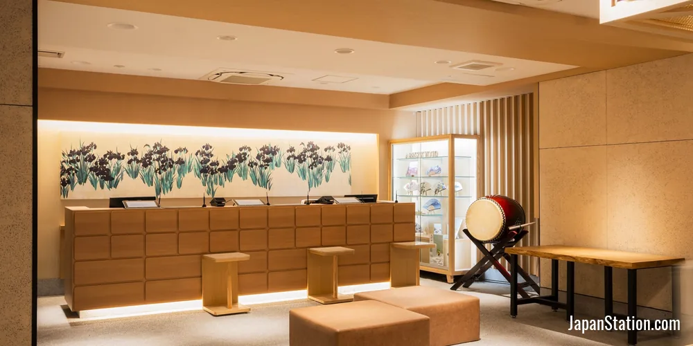 Reception area at Hotel SUI Kyoto Kiyomizu.