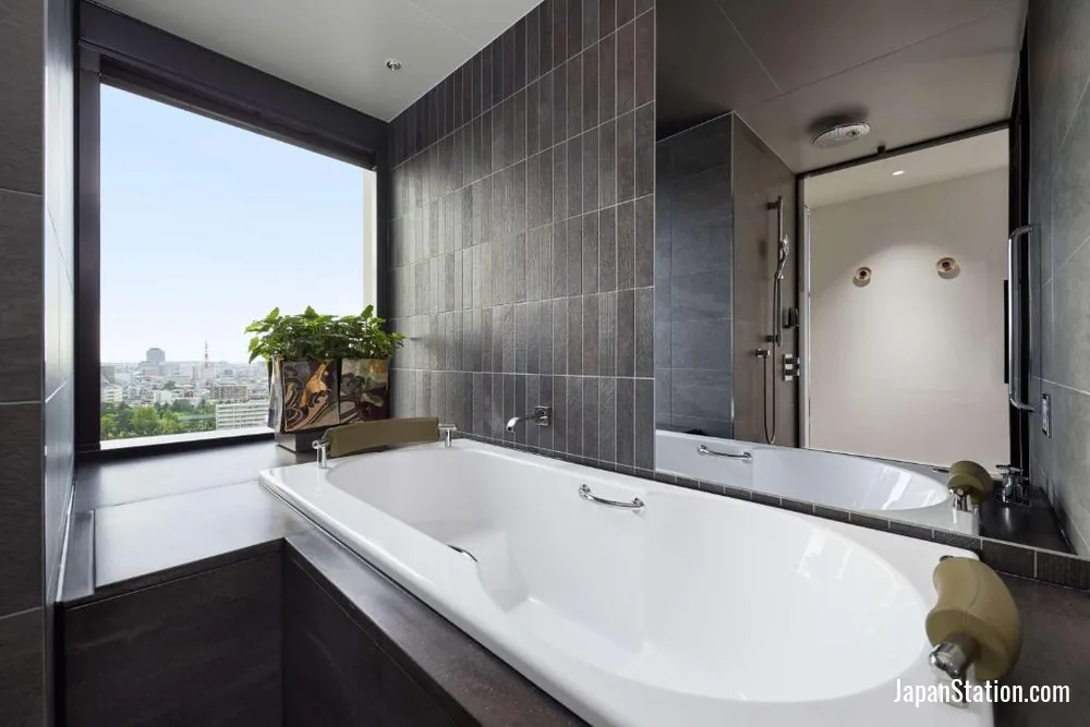 Bathroom in a guest room at Hyatt Centric Kanazawa.