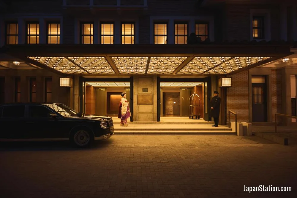 Entrance at Imperial Hotel, Kyoto.