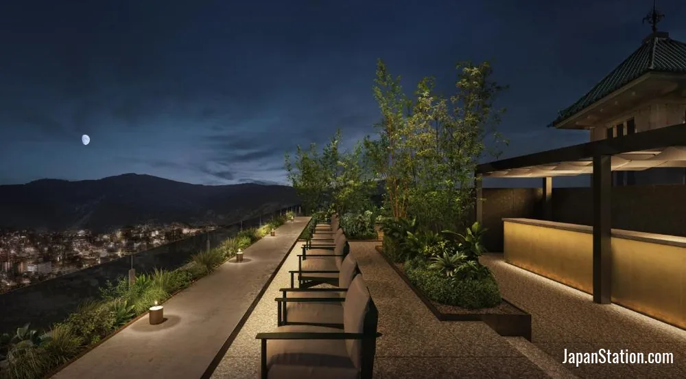 Terrace seating at Imperial Hotel, Kyoto.