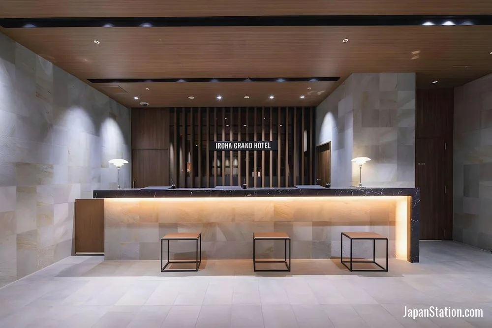 Reception area at Iroha Grand Hotel Kintetsu Nara Ekimae.