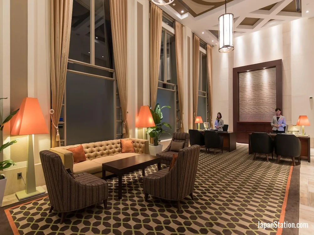 Reception area at JR Kyushu Hotel Blossom Fukuoka.