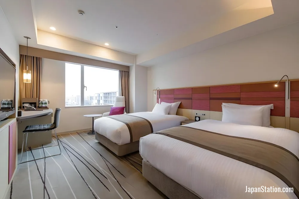 Guest room at JR Kyushu Hotel Blossom Hakata Chuo.