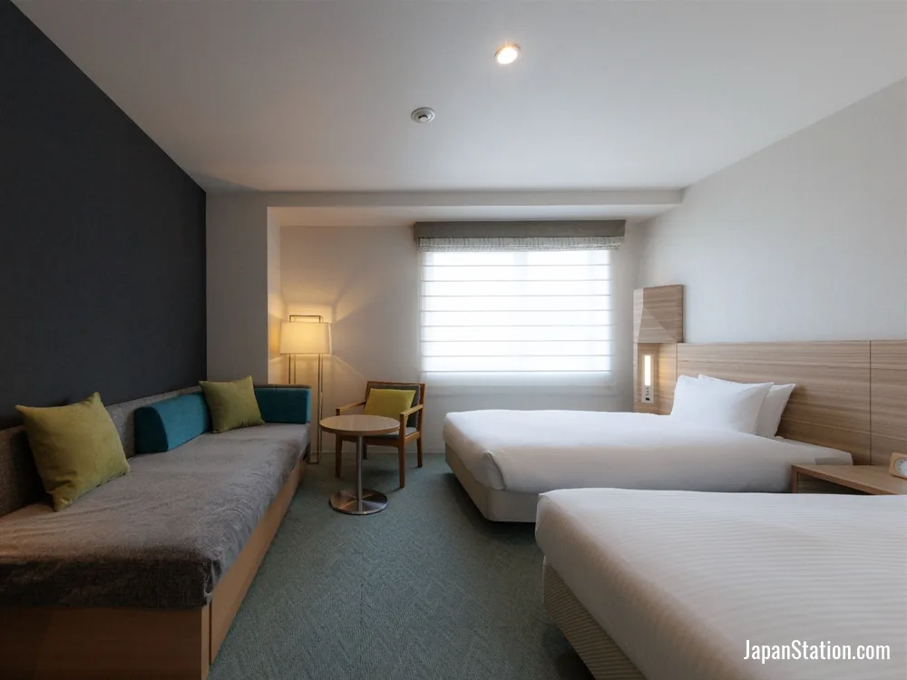 Guest room at JR Kyushu Hotel Kagoshima.