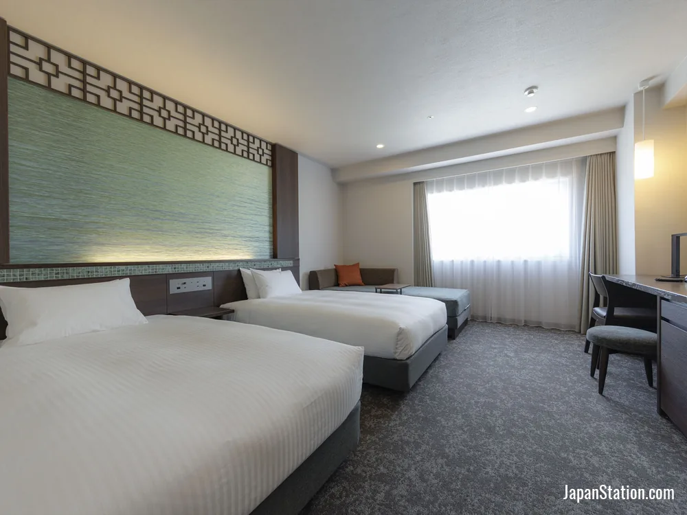 Guest room at JR Kyushu Hotel Nagasaki.