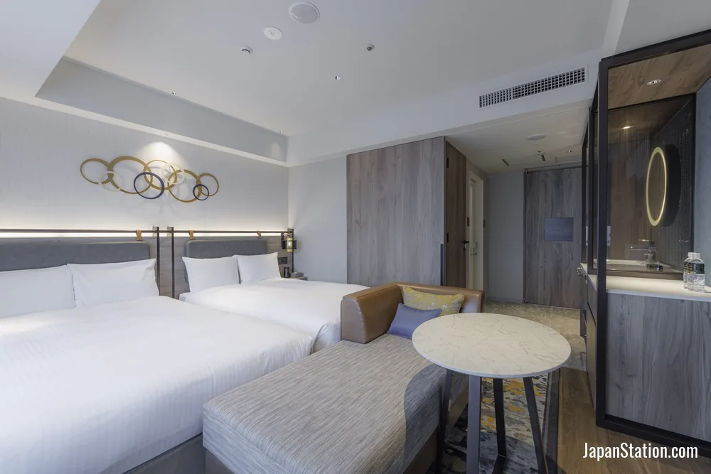 Guest room at JR Kyushu Station Hotel Kokura.
