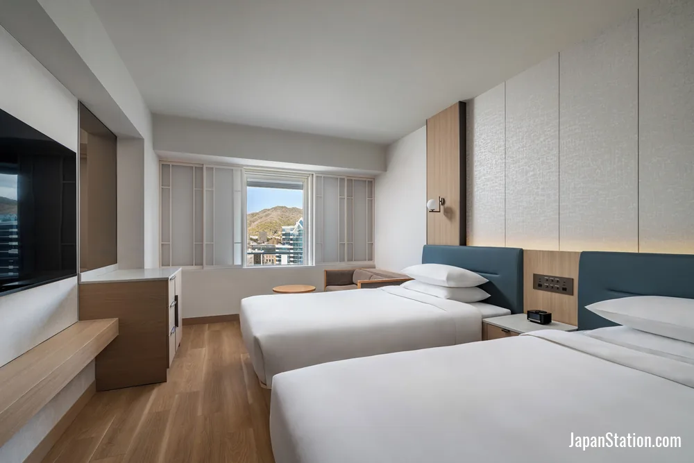 Guest room at Kobe Marriott Hotel.