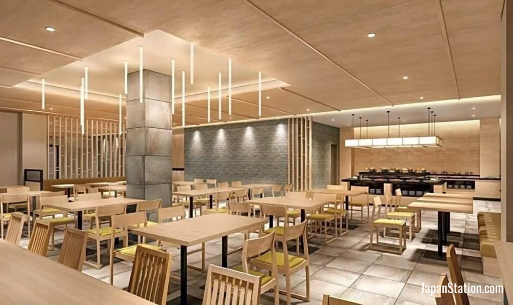 Dining area at Kyoto Plaza Hotel Kintetsu Jujo.