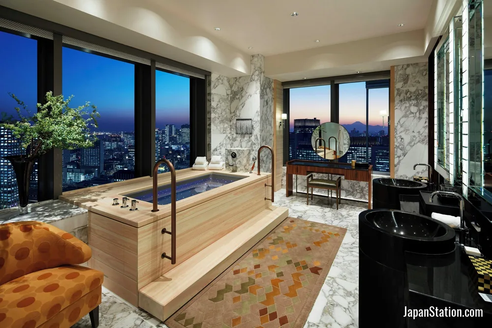 Bathroom in a guest room at Mandarin Oriental, Tokyo.