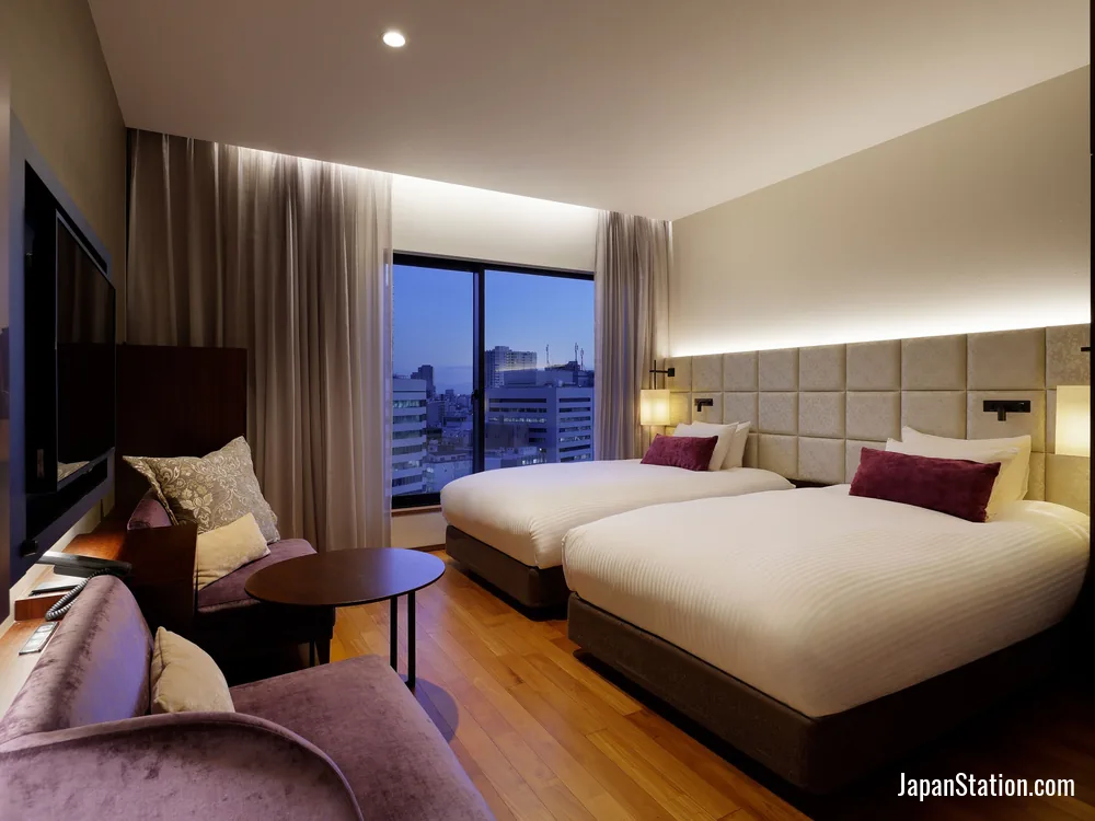 Guest room at Mitsui Garden Hotel Osaka Premier.