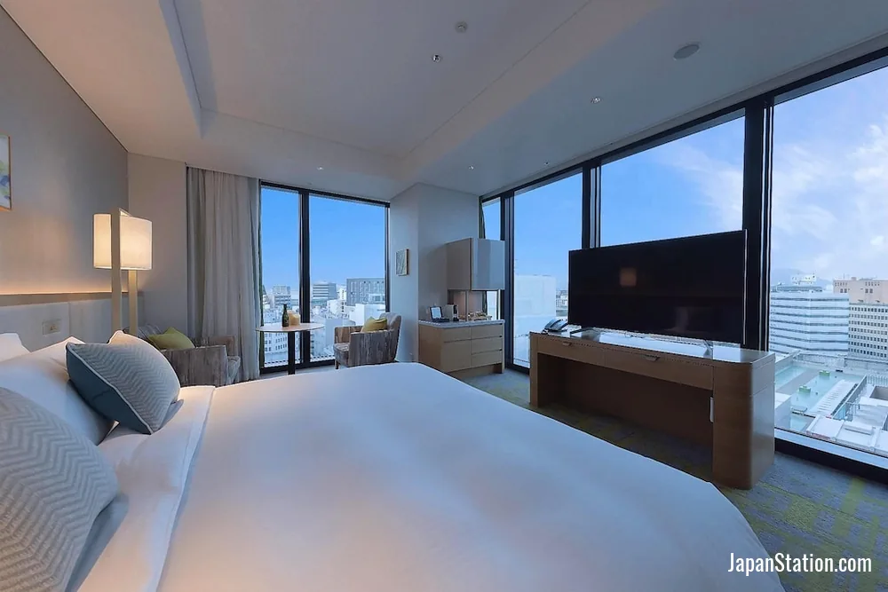 Guest room at Miyako Hotel Hakata.