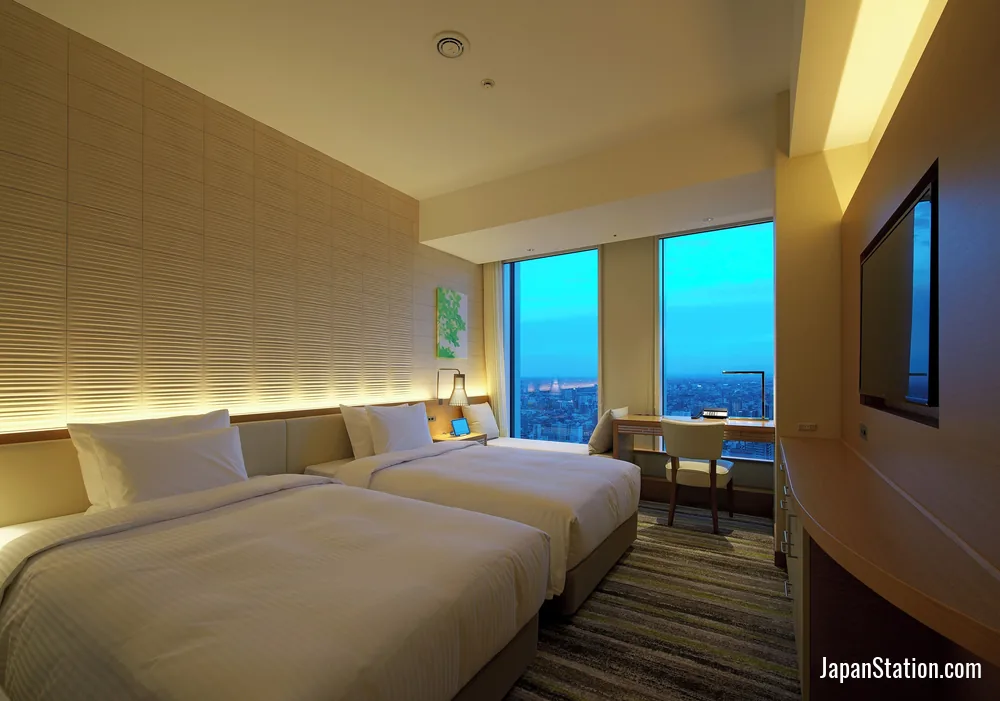 Guest room at Nagoya JR Gate Tower Hotel.